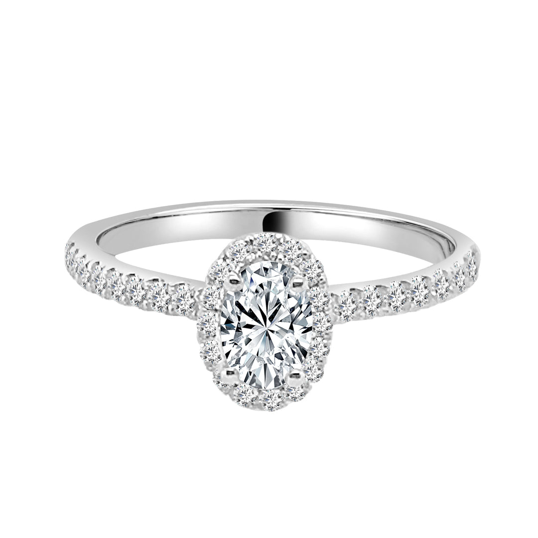 Exquisite Oval Natural Diamond Engagement Ring in 14 Karat Two-Tone