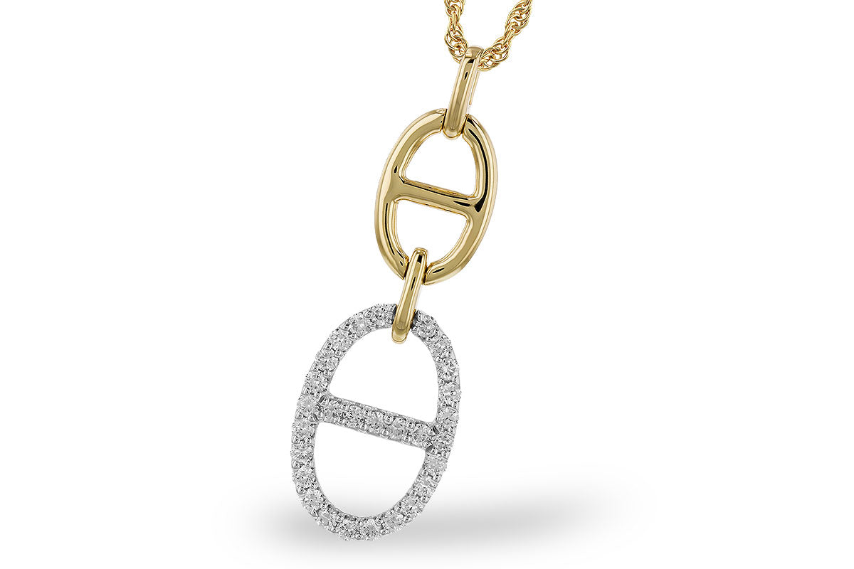 14 Karat Two-Tone Diamond Necklace with 0.40 Carat Natural Diamond Accent