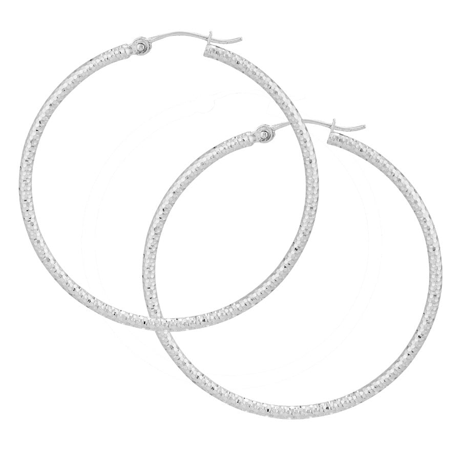 Diamond Cut 14 Karat White Gold Earrings