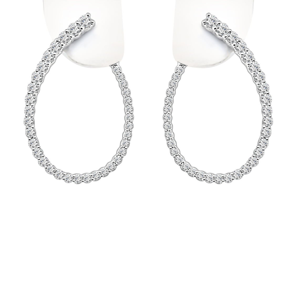 1.00 Carat Natural Diamond Earrings in 14 Karat White Gold