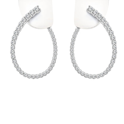 Dazzling 14 Karat White Gold Earrings with 1.00 Carat Natural Diamond Accent