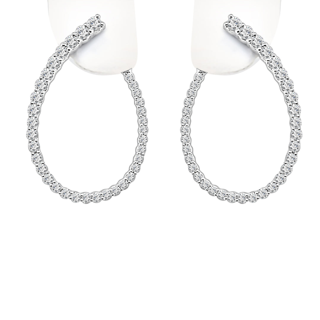 Dazzling 1.00 Carat Natural Diamond Earrings in 14 Karat White Gold