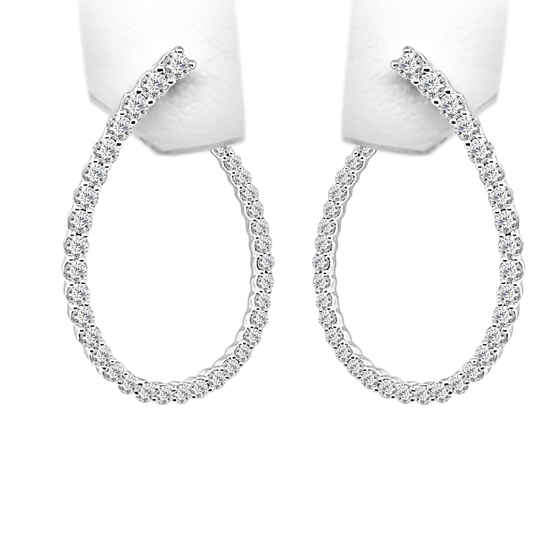 1.00 Carat Natural Diamond Earrings in 14 Karat White Gold