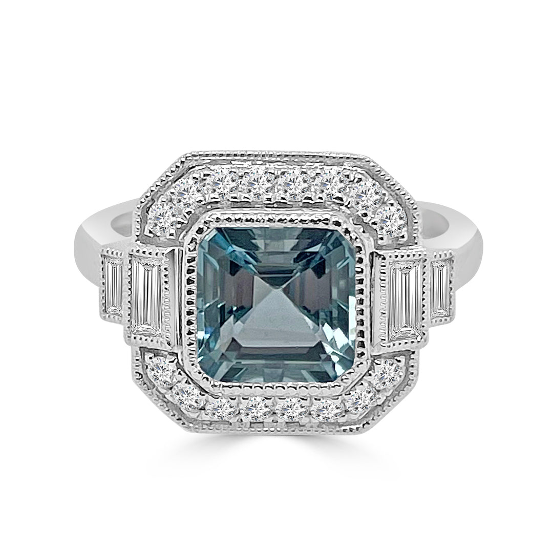 Vintage 18 Karat White Gold Aquamarine Ring - Exquisite 2.27 Carat Showstopper!