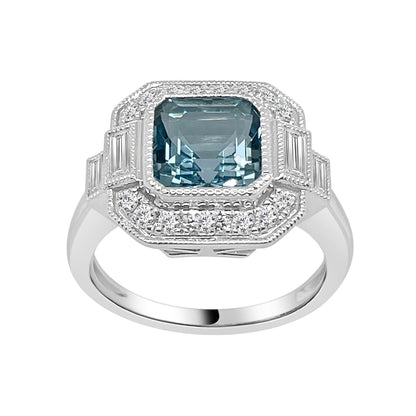 Vintage 18 Karat White Gold Aquamarine Ring - 2.27 Carat