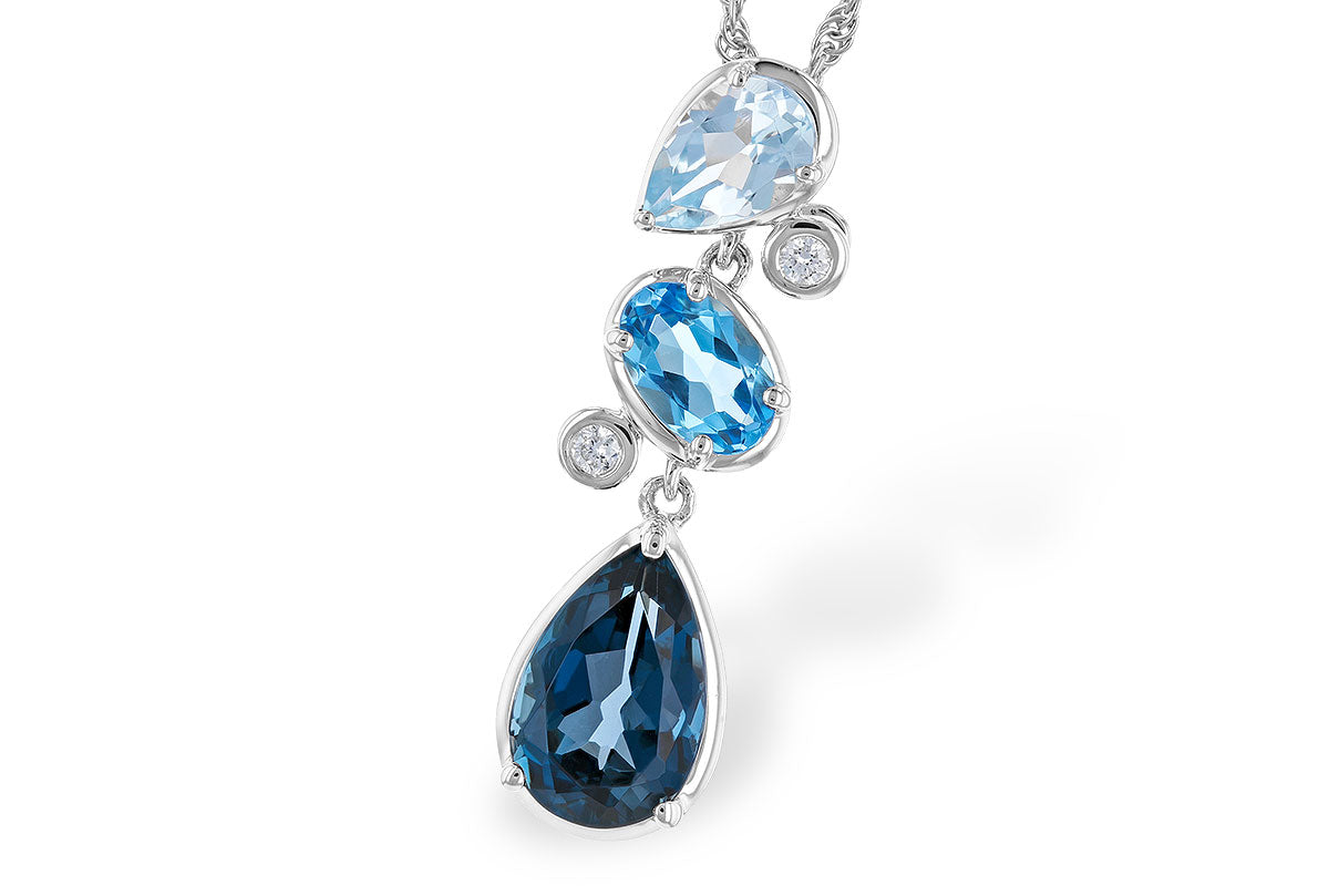 Stunning 14 Karat White Gold Necklace with 1.99 Carat Blue Topaz Gemstone