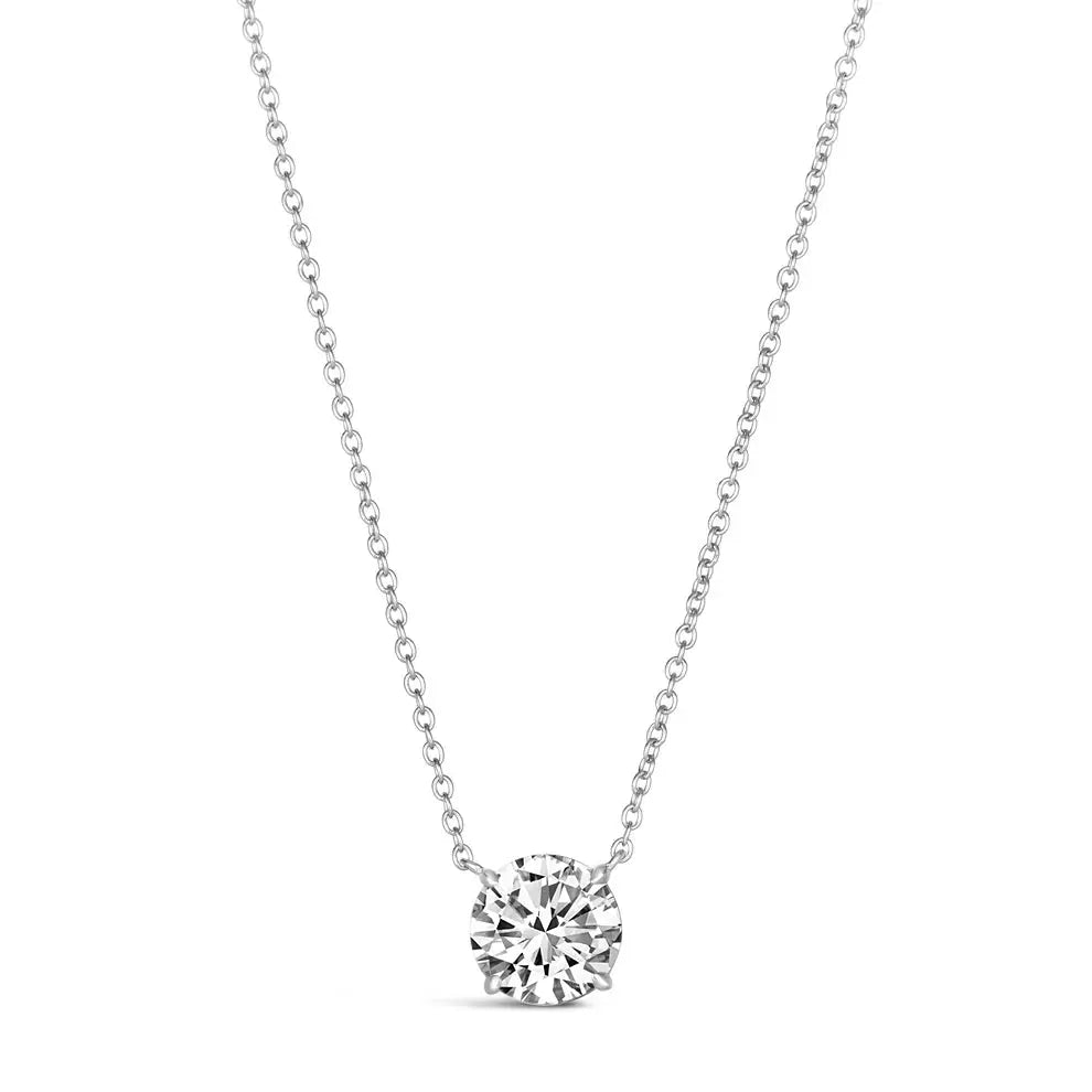 Miracle Shine: 14 Karat White Gold Lab Diamond Round Shape Necklace - 1 Carat