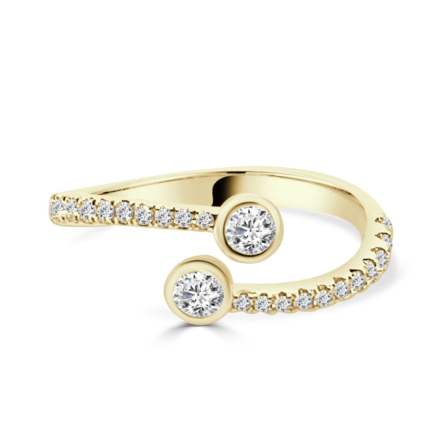 14K Yellow Gold Diamond Double Wrap Ring with 0.48 Carat Natural Diamond