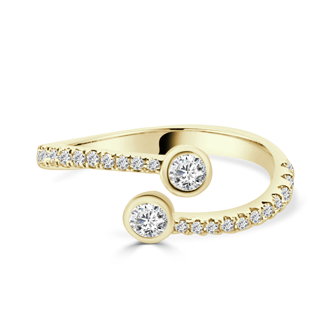 Sparkling Elegance: 14 Karat Yellow Gold Diamond Double Wrap Ring with Natural Diamonds