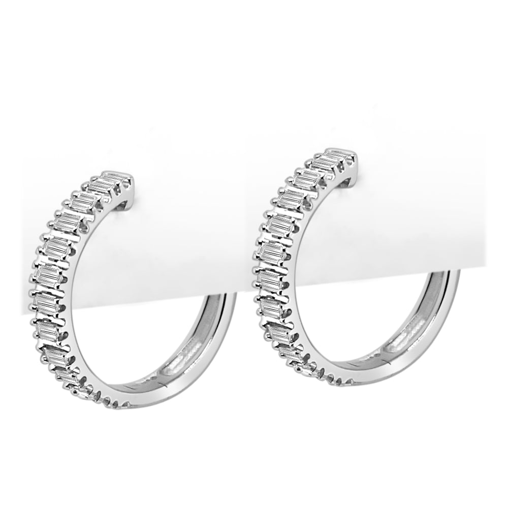 0.50 Carat Emerald Cut Diamond Earrings in 14 Karat White Gold - Natural Diamond, Emerald Shape