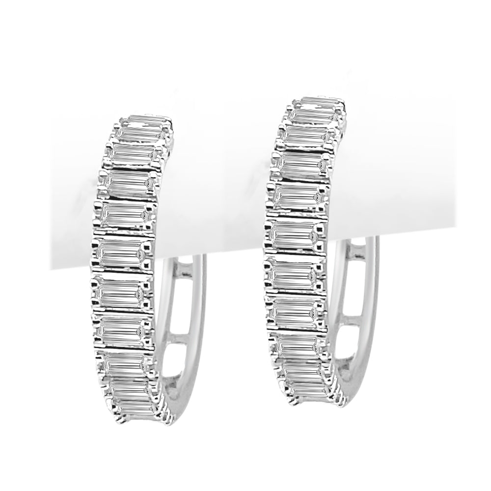 0.50 Carat Emerald Cut Diamond Earrings in 14 Karat White Gold - Natural Diamond, Emerald Shape