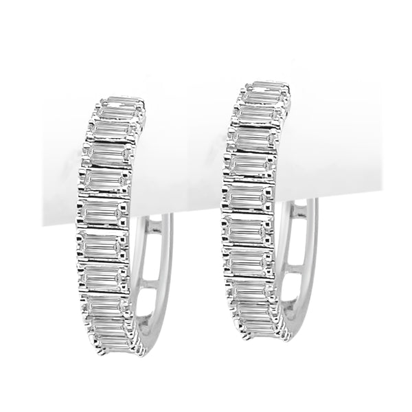 0.50 Carat Emerald Cut Diamond Earrings in 14 Karat White Gold - Natural Diamond, Emerald Shape