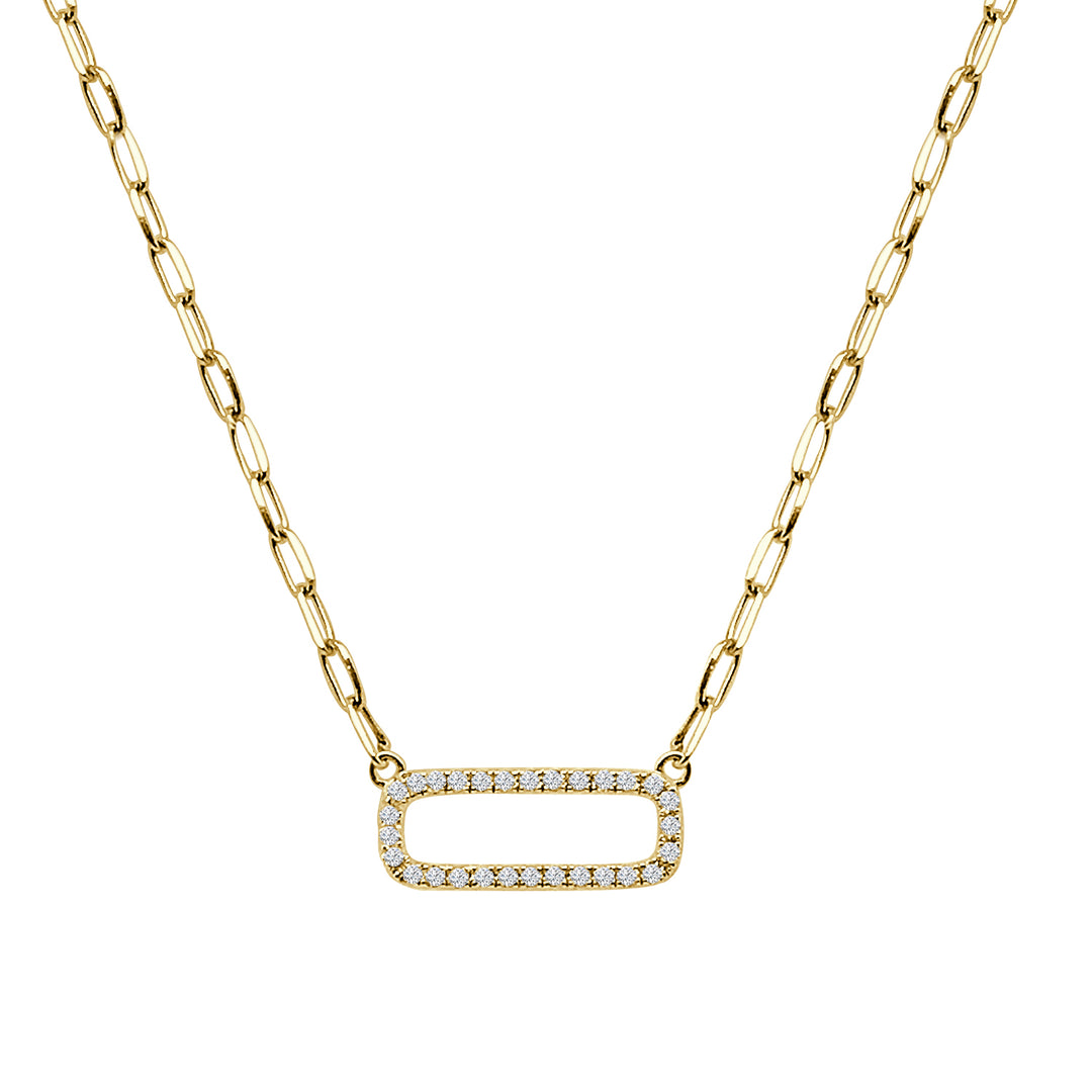 14 Karat Two-Tone Open Bar Paperclip Necklace with Natural Diamond Accent