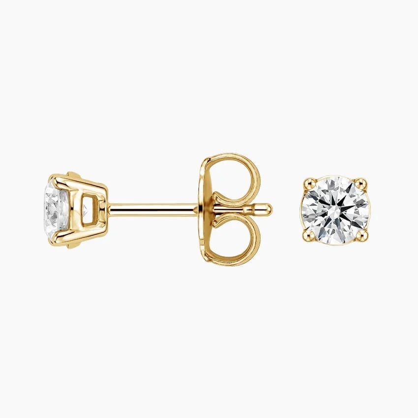 14K Yellow Gold Round Lab Diamond Solitaire Studs - 0.25 ct