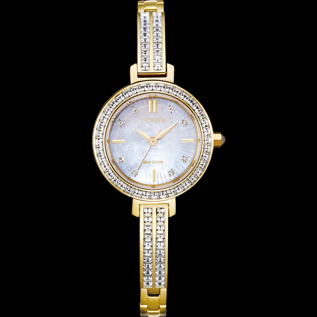 Citizen Ladies Silhouette Crystal Watch with MOP Dial and Stainless Steel Band