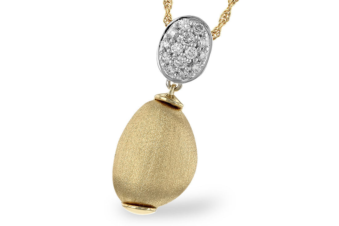 Two-Tone Satin Finish 14 Karat Necklace with 0.20 ct Natural Diamond