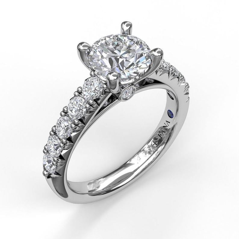 French Pave 14 Karat White Gold Engagement Mounting