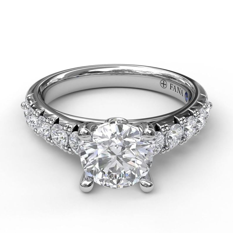 Dazzling French Pave 14 Karat White Gold Engagement Mounting with Sparkling Cubic Zirconia