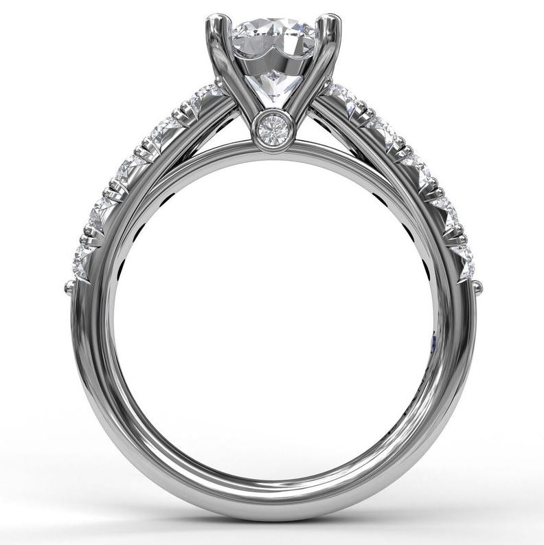 French Pave 14 Karat White Gold Engagement Mounting
