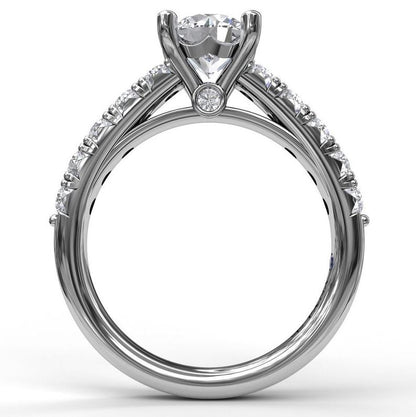 French Pave 14 Karat White Gold Engagement Mounting