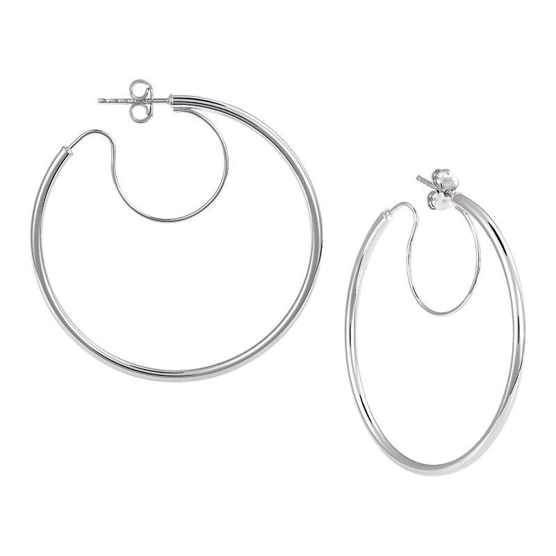 Medium Fancy Post Earrings in 14 Karat White Gold