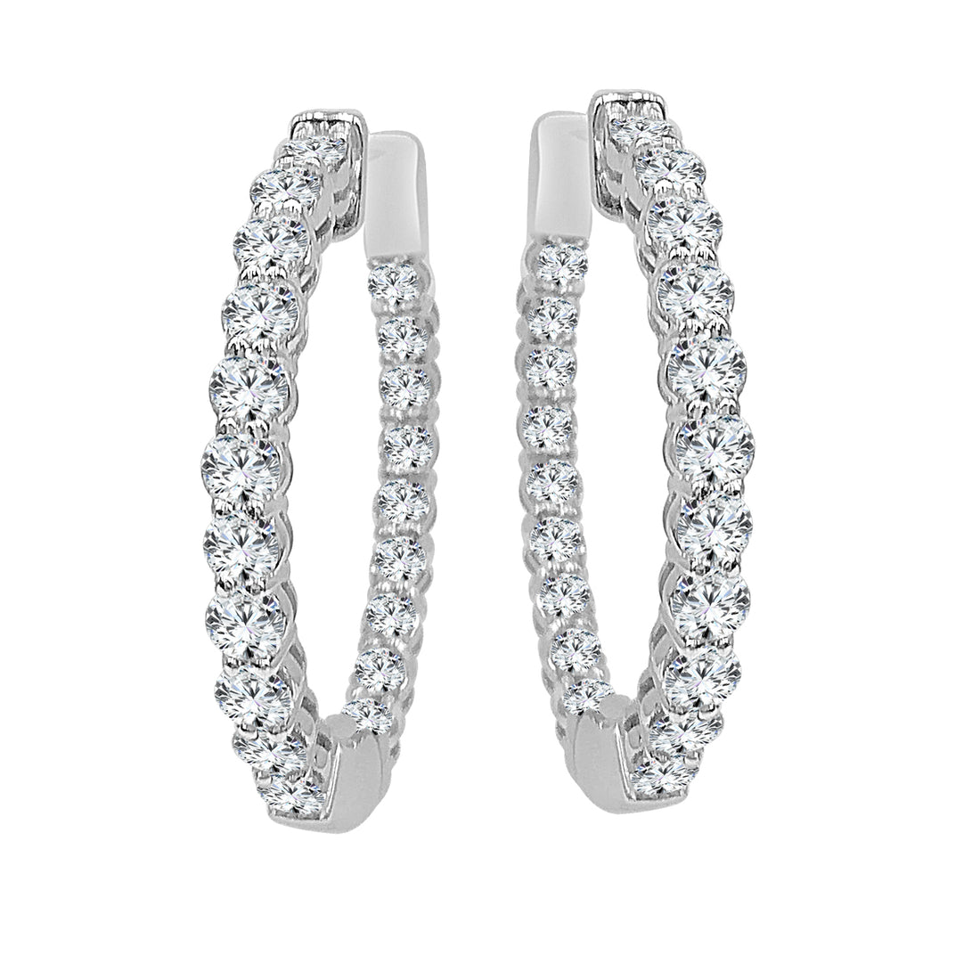 14 Karat White Gold Inside Out Hoop Earrings with Lab Diamonds (1.00 CTW)