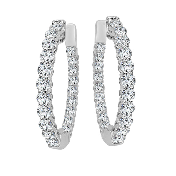 1.00ct Lab Diamond Inside Out Hoop Earrings in 14 Karat White Gold