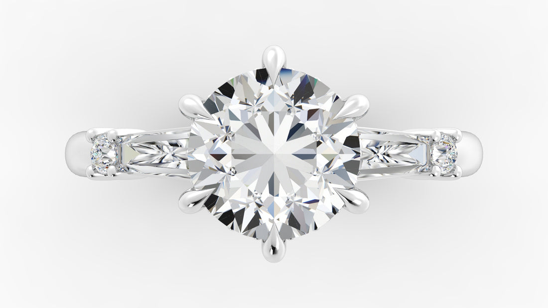 Platinum Hidden Halo Engagement Mounting with Tapered Baguettes