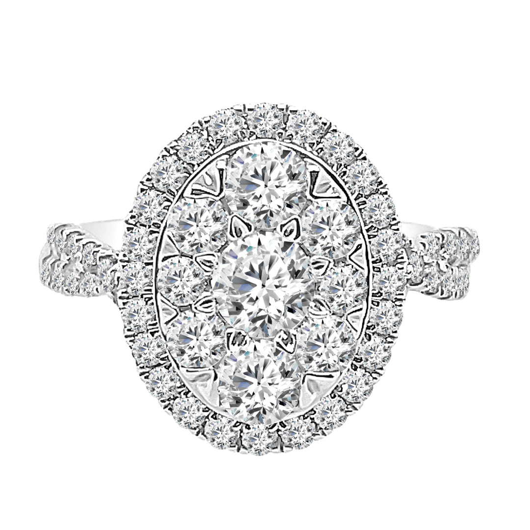 Twisted Vintage Appeal: 14K White Gold Round Natural Diamond Engagement Ring