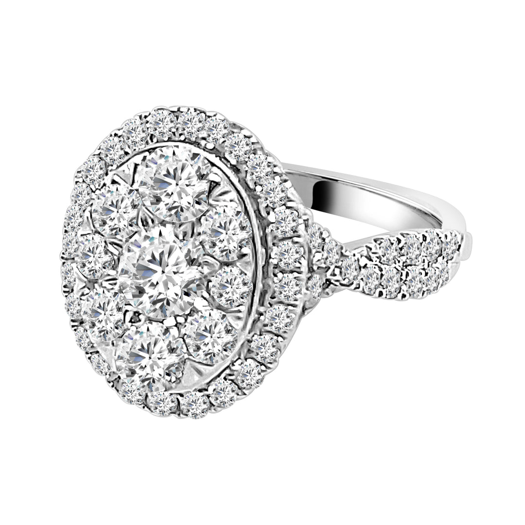 Twisted Vintage Appeal: 14K White Gold Round Natural Diamond Engagement Ring