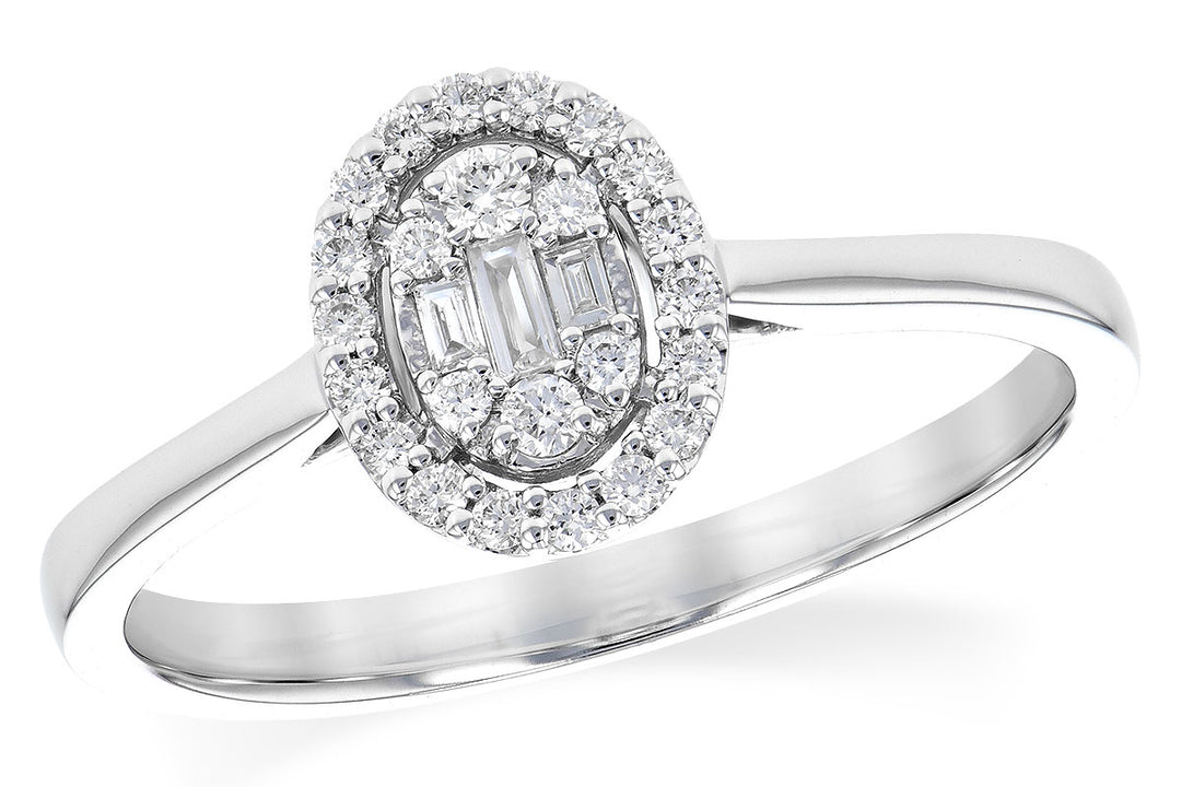 Oval Mosaic Natural Diamond Engagement Ring in 14 Karat White Gold