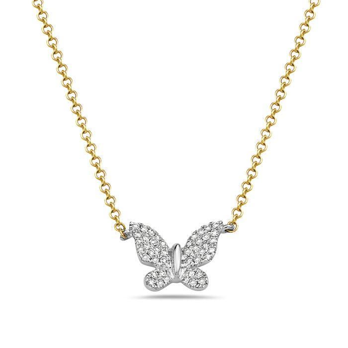 0.10 Carat Natural Diamond 14 Karat Yellow Gold Necklace