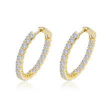 Lassaire Gemstone Hoop Earrings, Open Hinged Round Inside Out, Gold Plated Sterling Silver