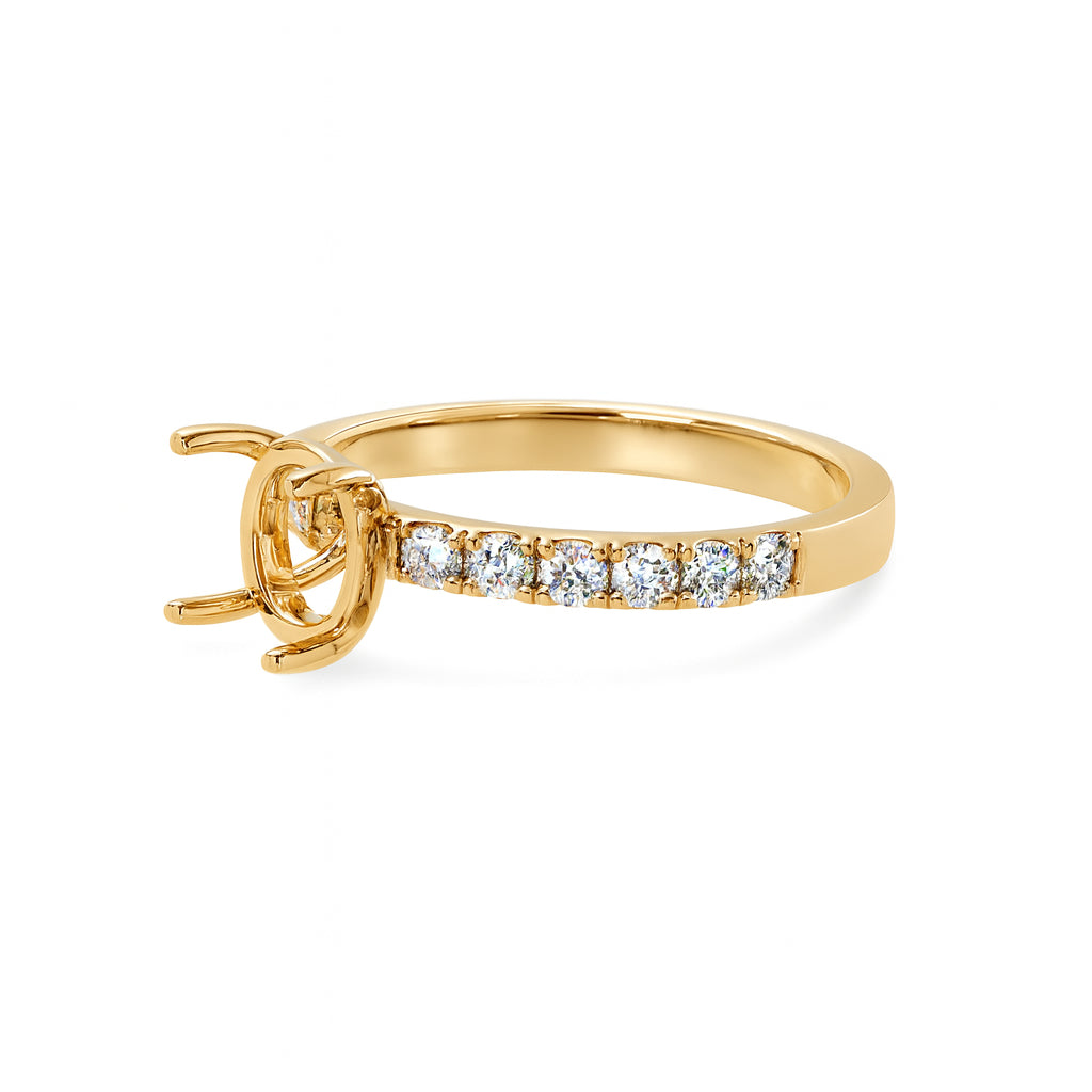 14 Karat Yellow Gold Hidden Halo Lab Diamond Engagement Mounting