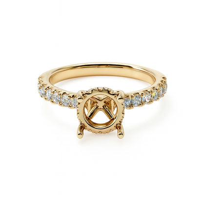 14 Karat Yellow Gold Hidden Halo Lab Diamond Engagement Mounting