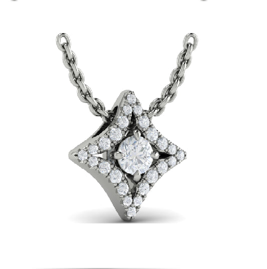 Star Halo Slide Diamond Necklace in 14 Karat White Gold - 0.29 ct Natural Diamond