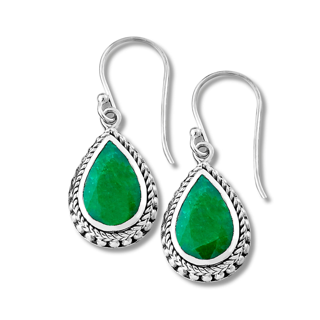 Emerald Tear Sterling Silver Earrings