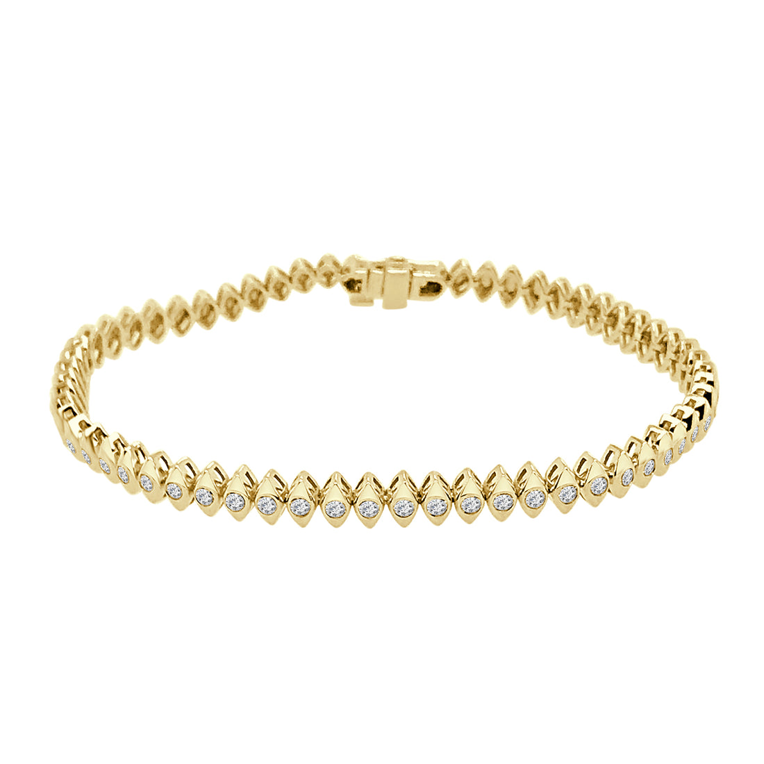 Marquise Shaped Natural Diamond Bracelet in 14 Karat Yellow Gold - 1.03 Carat