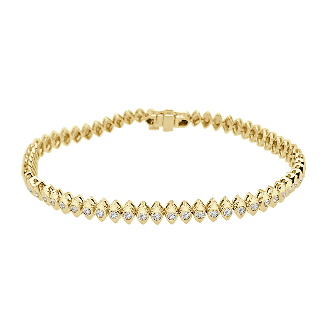 Marquise Shaped Natural Diamond Bracelet in 14 Karat Yellow Gold