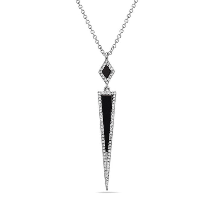 14 Karat Yellow Gold Black Agate Necklace - 0.46 Carats