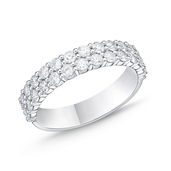 Exquisite Elegance: Paramount Double Row 18 Karat White Gold Wedding Band With Natural Diamond Accents