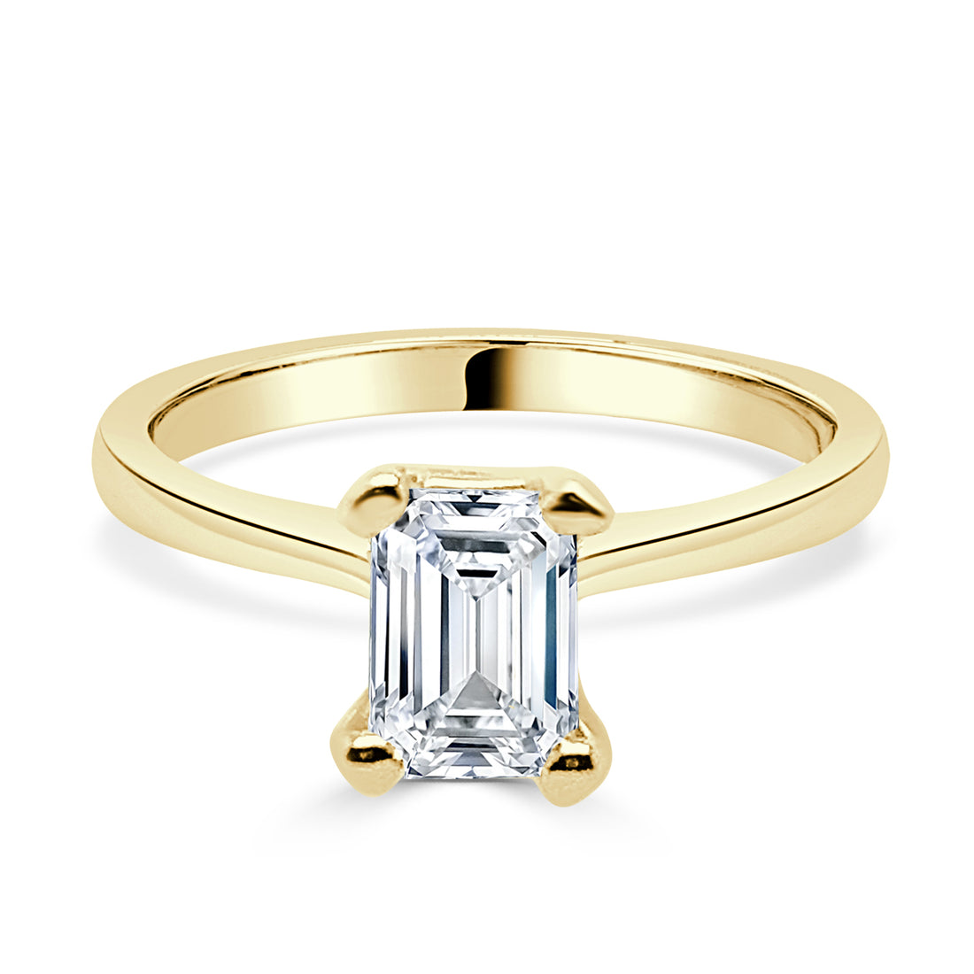 14K Yellow Gold Lab Diamond Emerald Shape 1.00 Carat Engagement Ring
