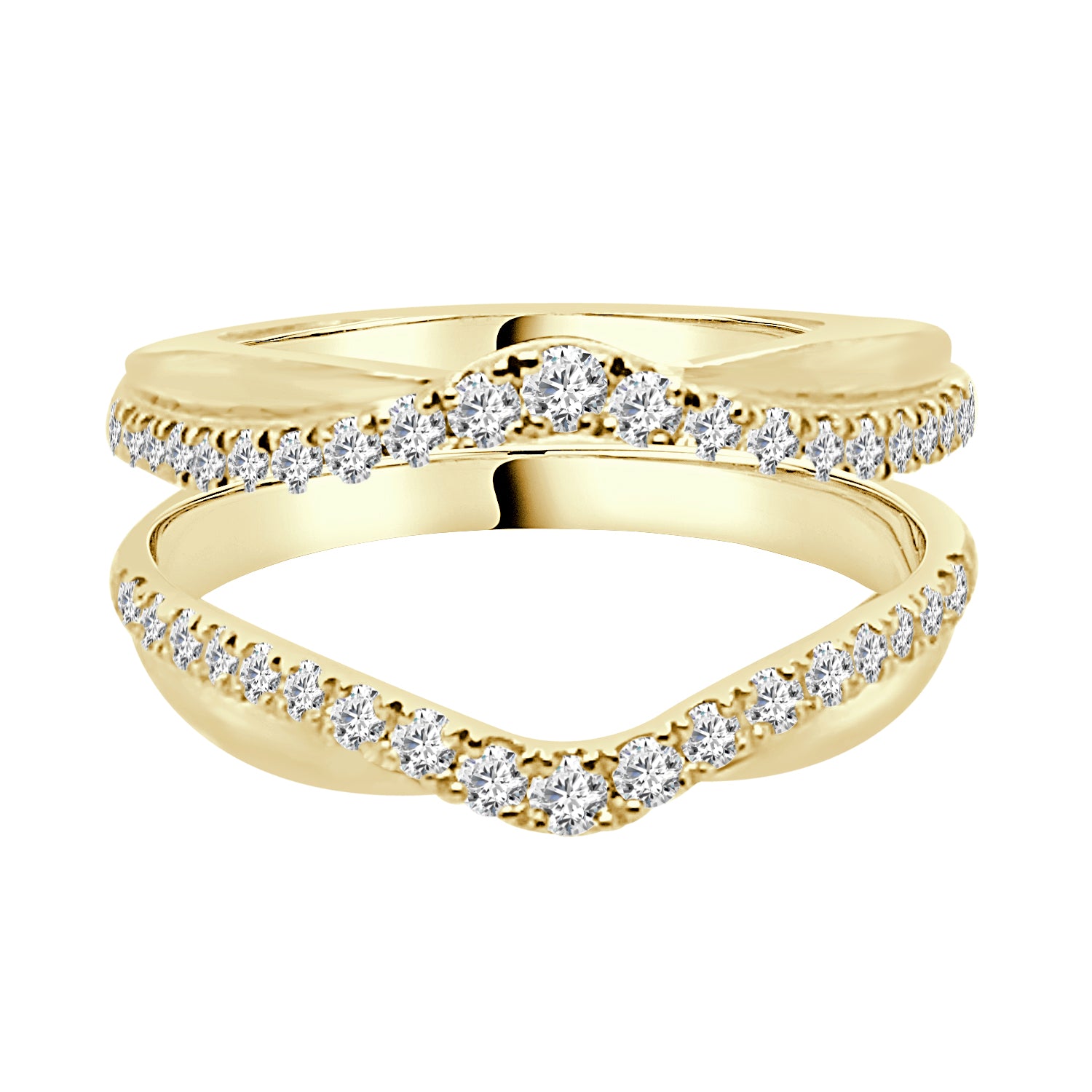 Curved 14 Karat Yellow Gold Wedding Band with 0.50 Carat Natural Diamond