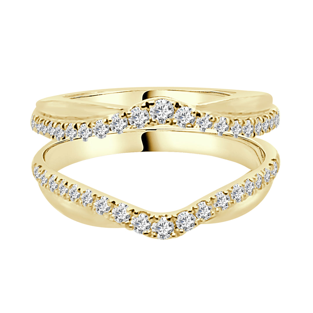 Curved 14 Karat Yellow Gold Wedding Band with Natural Diamond Accent