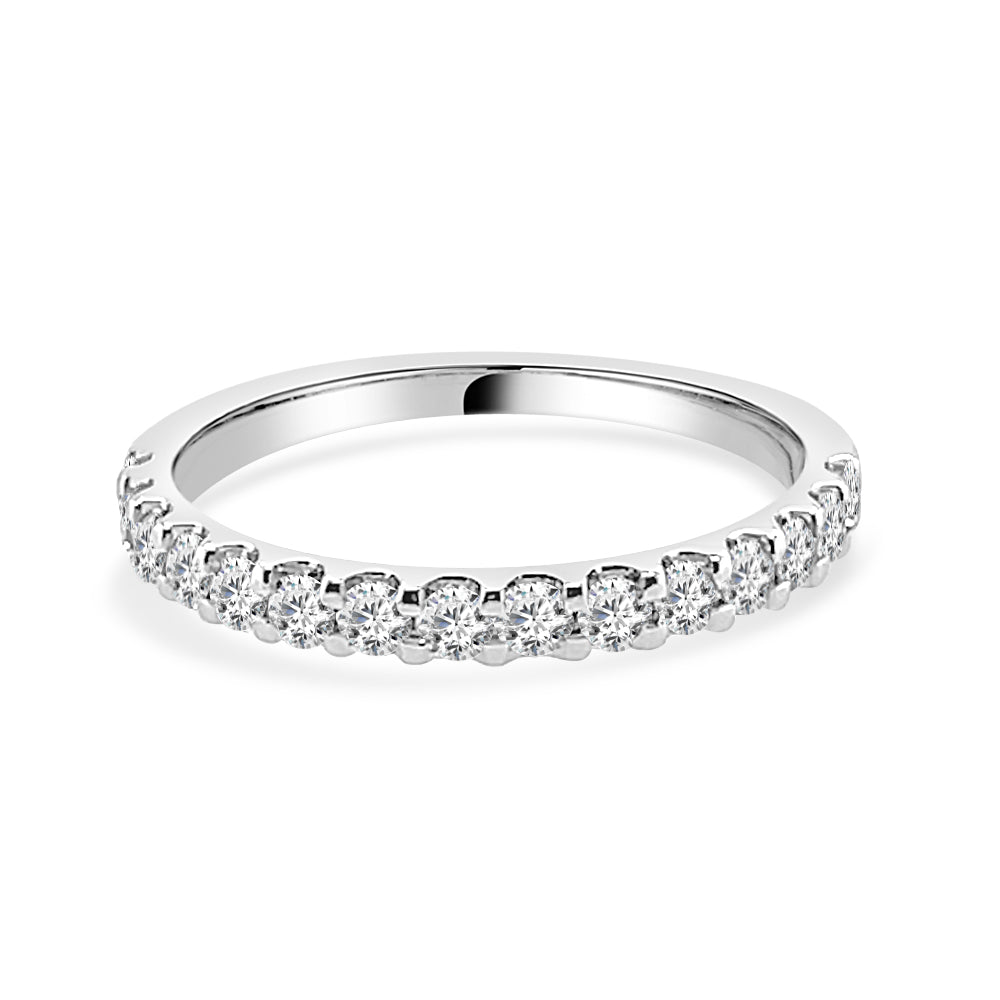 14K White Gold Round Diamond Shared Prong Wedding Band (0.50 ct)