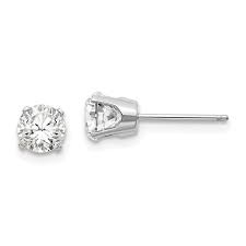 April Birthstone Sparkle: 14 Karat White Gold White Topaz Solitaire Studs
