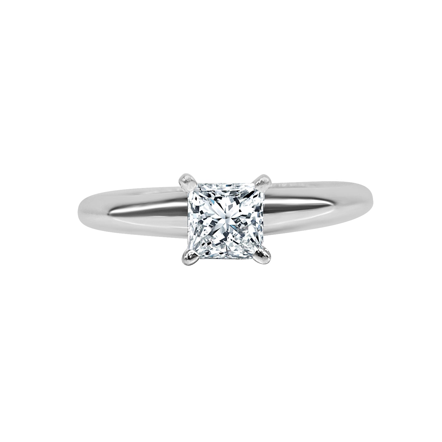 Princess Cut 0.45 Carat Natural Diamond Platinum Engagement Ring