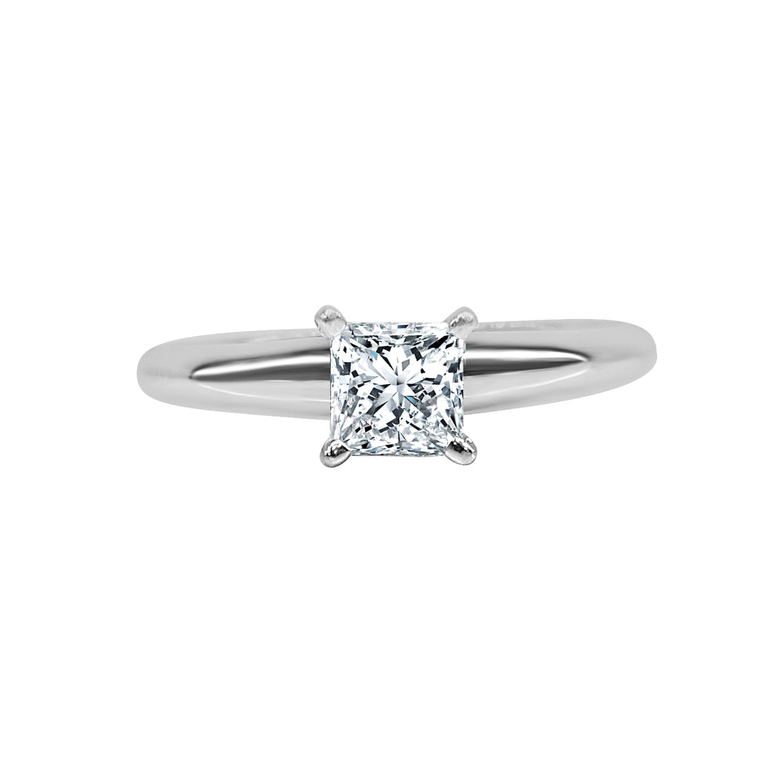 Platinum Princess Cut Natural Diamond Engagement Ring - 0.45 Carat