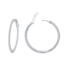 Platinum Coated Sterling Silver Round Inside Out Hoop Earrings with Lassaire Gemstones