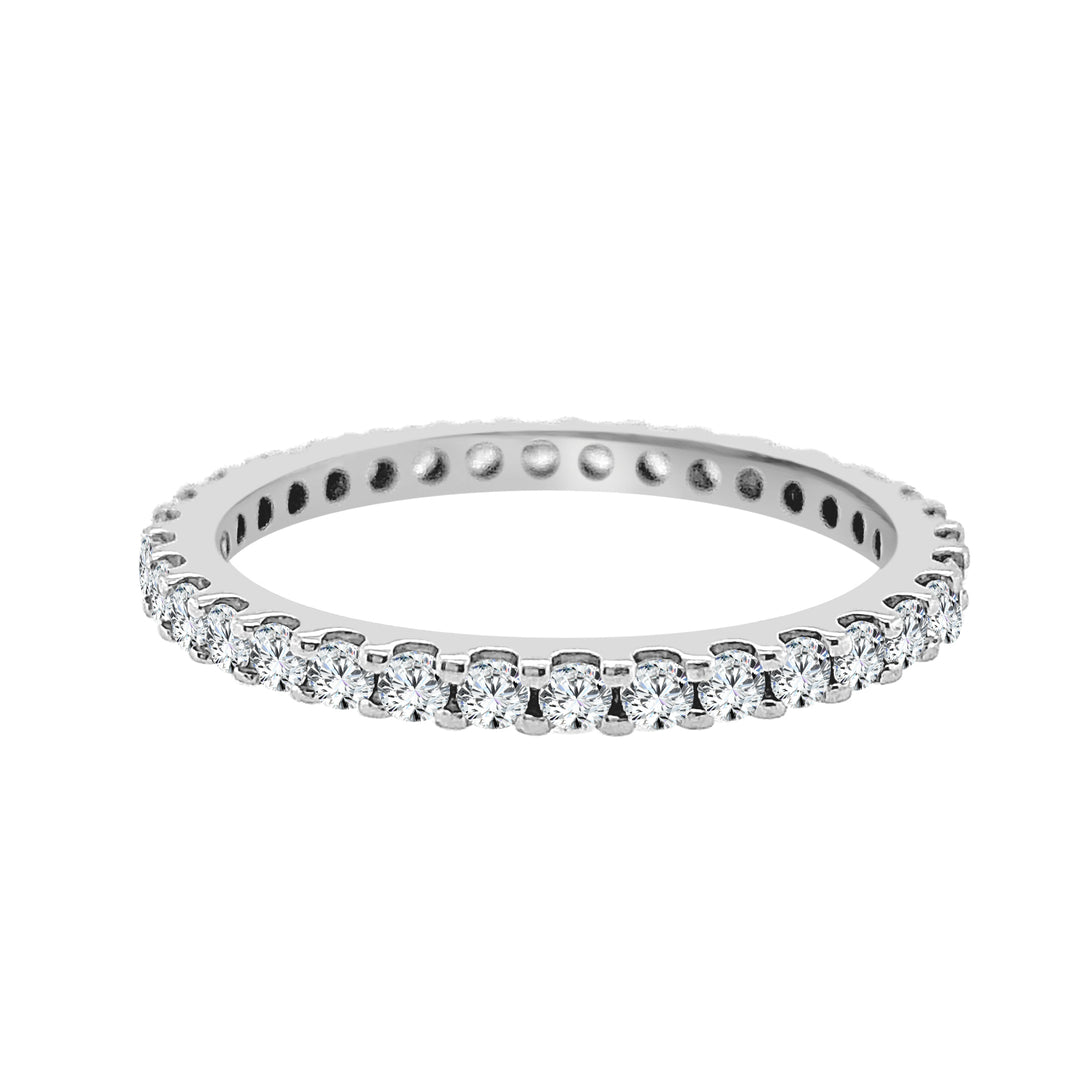 Exquisite Eternal Love: 14 Karat White Gold Wedding Band with Natural Diamond Eternity